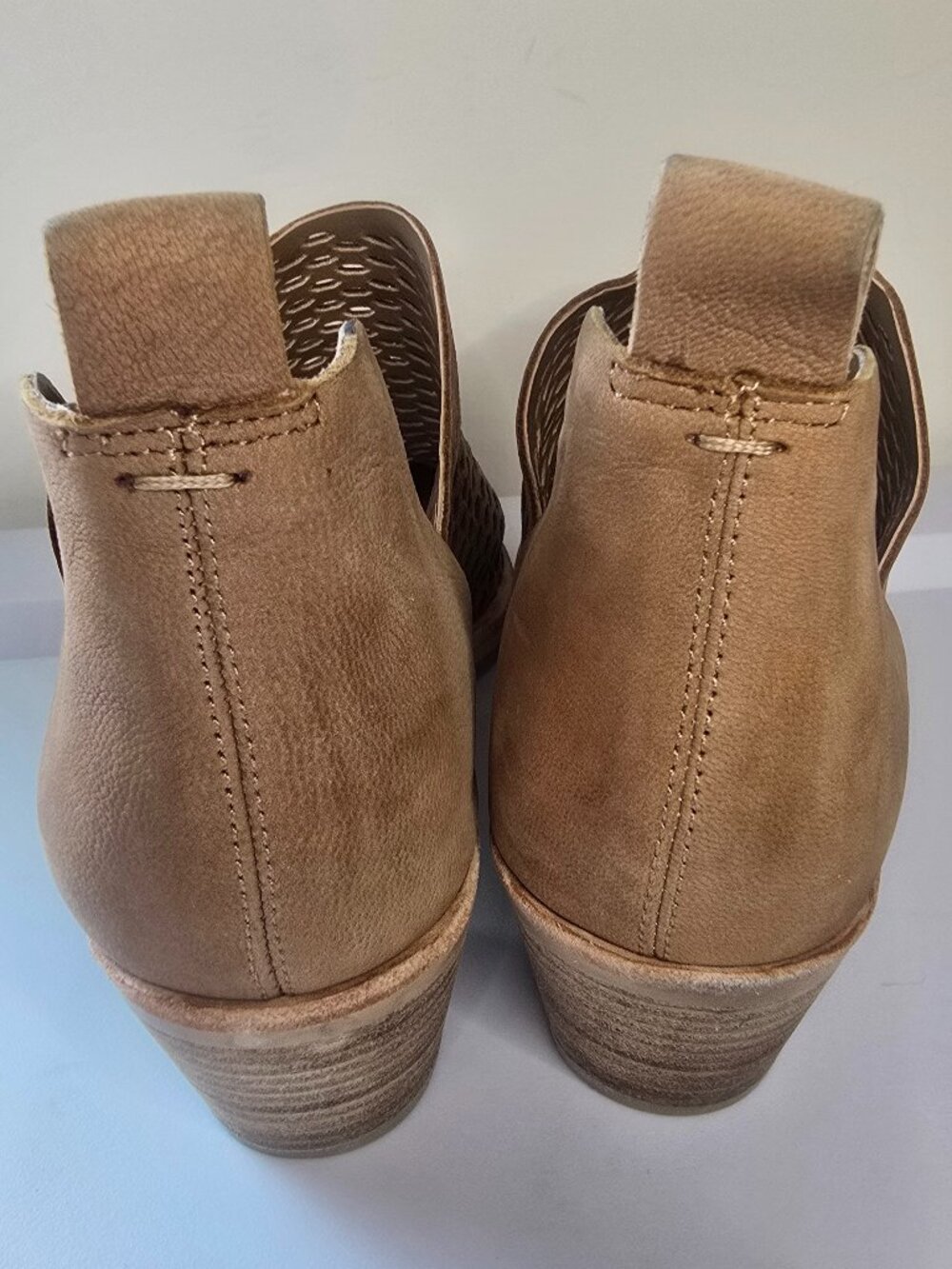 Dolce Vita Bianca Nubuck Perforated Tan Booties - Picture 3 of 7